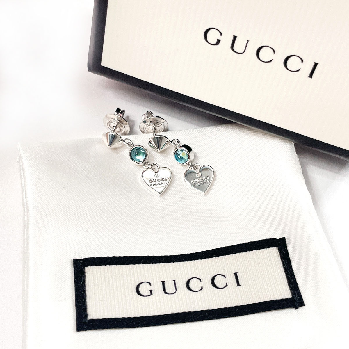  Gucci GUCCI серьги Heart серебряный 925/ голубой топаз серебряный аксессуары новый товар произведена отделка сохранение коробка * пакет имеется 