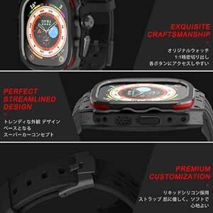 高級メタルケース Apple Watch Ultra 1/2 49mmバンド カバー付き 高耐久 頑丈なケース シリコンストラップ_画像4