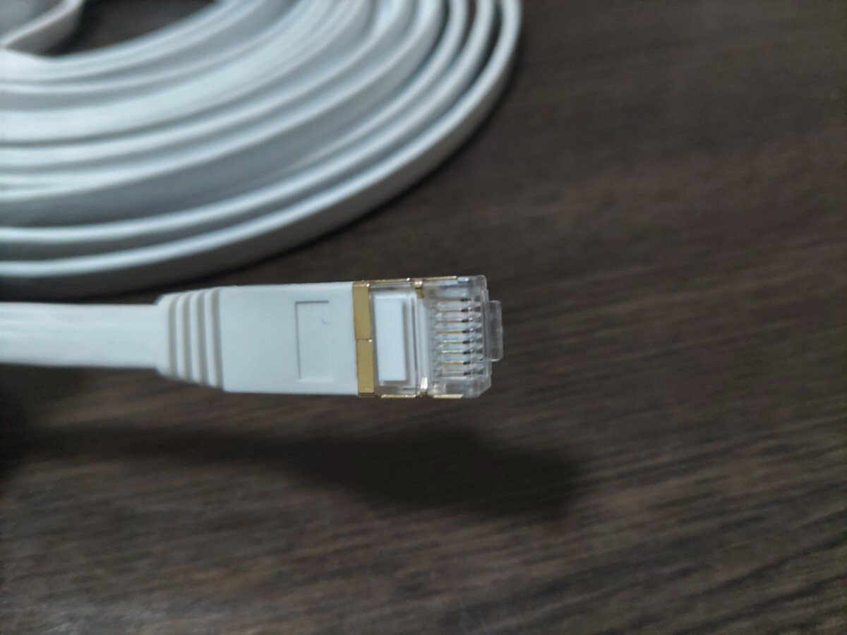 LAN кабель CAT7 10m белый ленточный кабель тест использование . почти все новый товар.