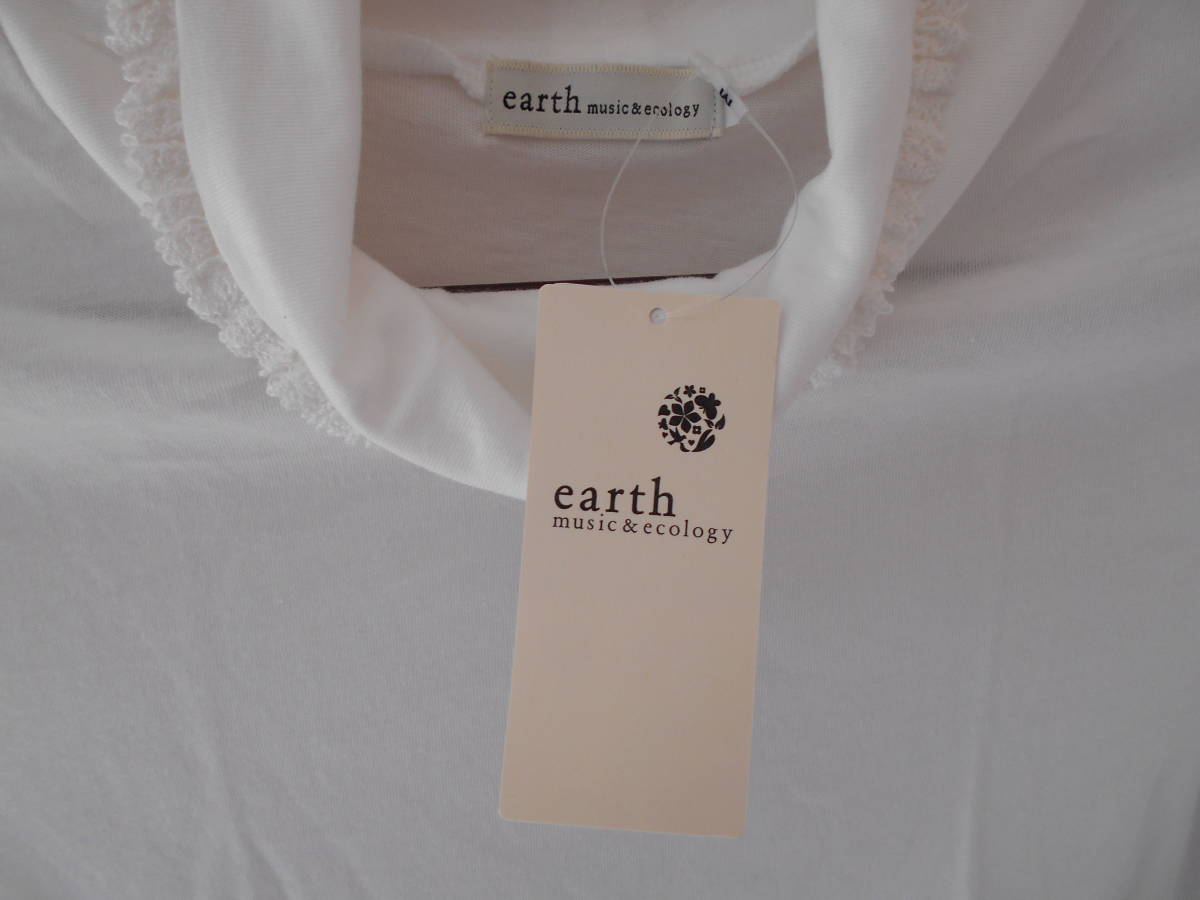 【新品】５０％オフ　earth music＆ecorogy　ハイネックカットソー　Mサイズ　レース　長袖　レディース