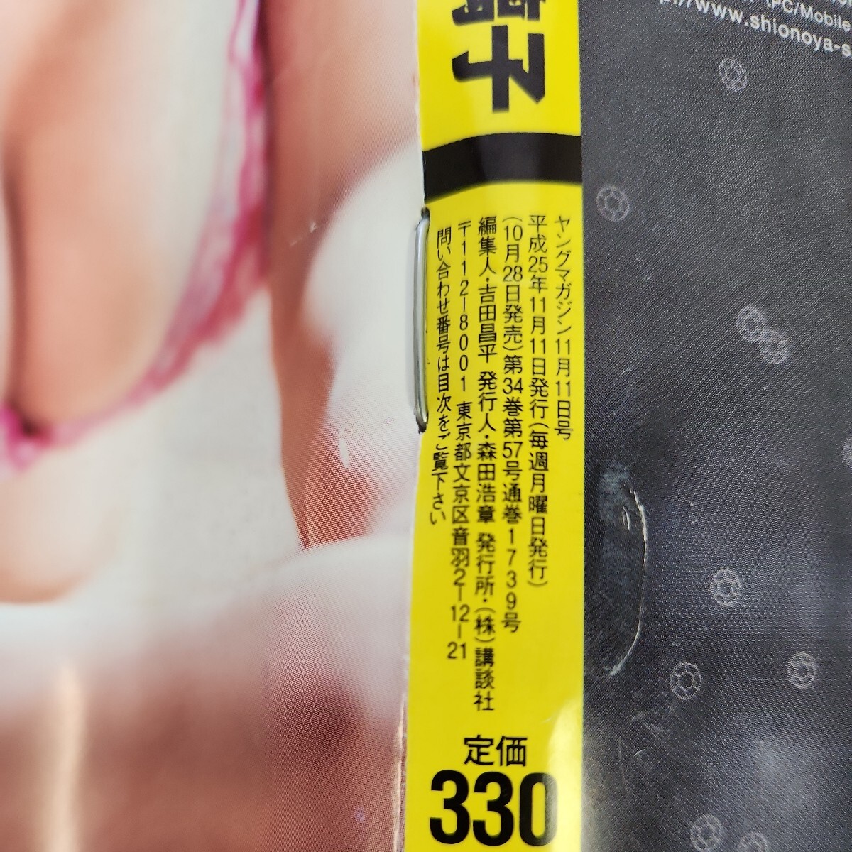 B56-051 ヤングマガジン 2013 11/11 表紙 小島瑠璃子 折れあり。_画像3