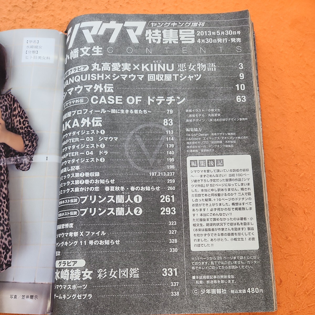 B57-021 ヤングキング増刊 2013 5/30日号シマウマ 丸ごと1冊シマウマだぜっ! _画像2