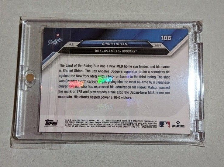 大谷翔平 - 2024 MLB TOPPS NOW Card 106　日本人選手歴代1位メジャー通算176号HR