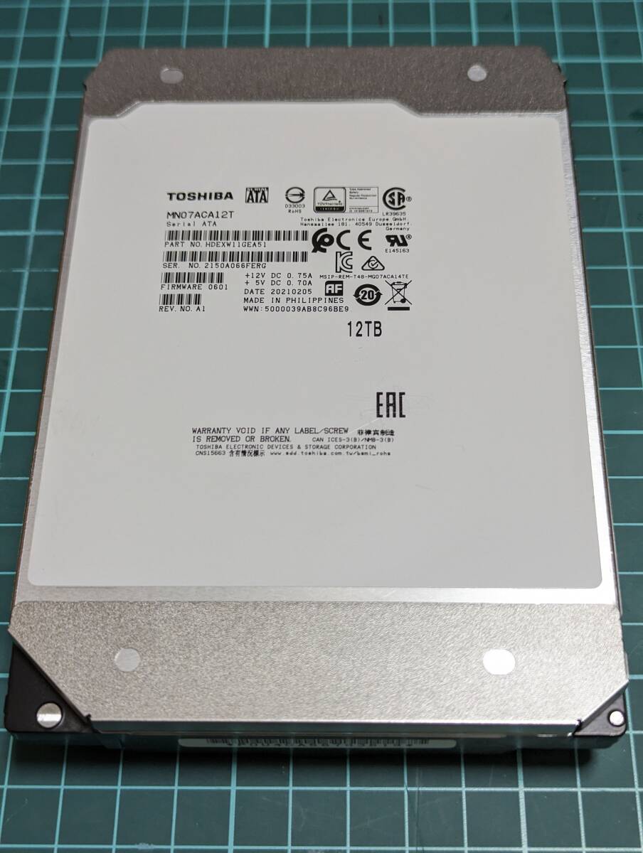 12TB SATA 3.5 HDD Toshiba 東芝 MN07ACA12T 内蔵ハードディスク CMR (Helium) 6Gb/s 256MB 7200RPM PC NAS ①
