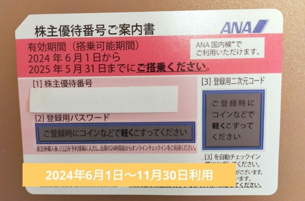 ANA 株主優待券 １枚　2024年6月1日〜11月30日利用_画像1
