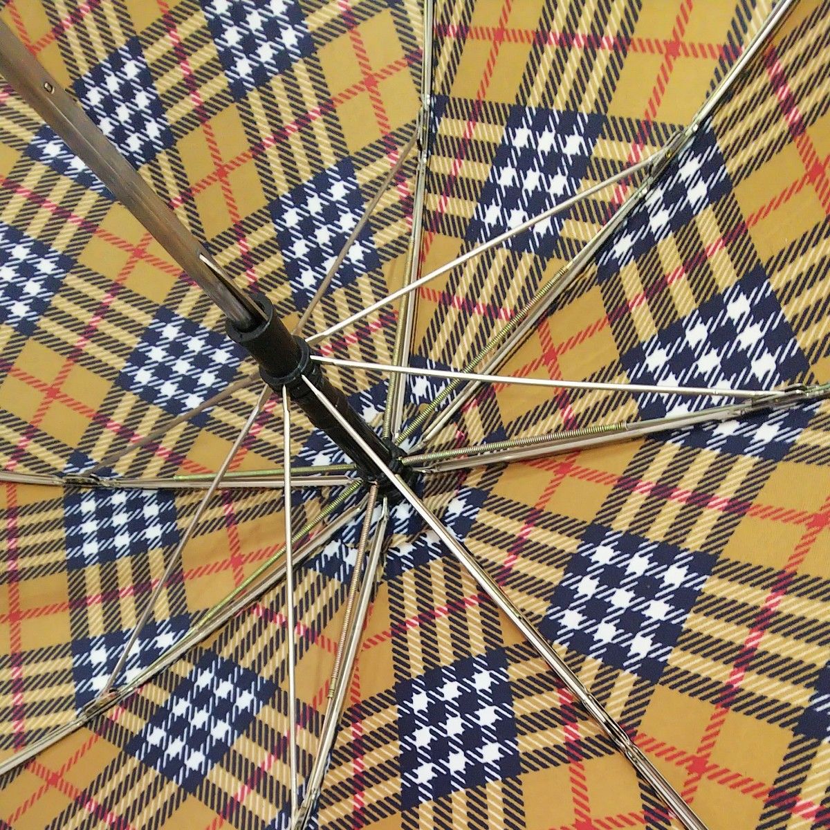 【新品】BRITISH CHECKS 折りたたみ傘 チェック柄 ベージュ系 雨傘