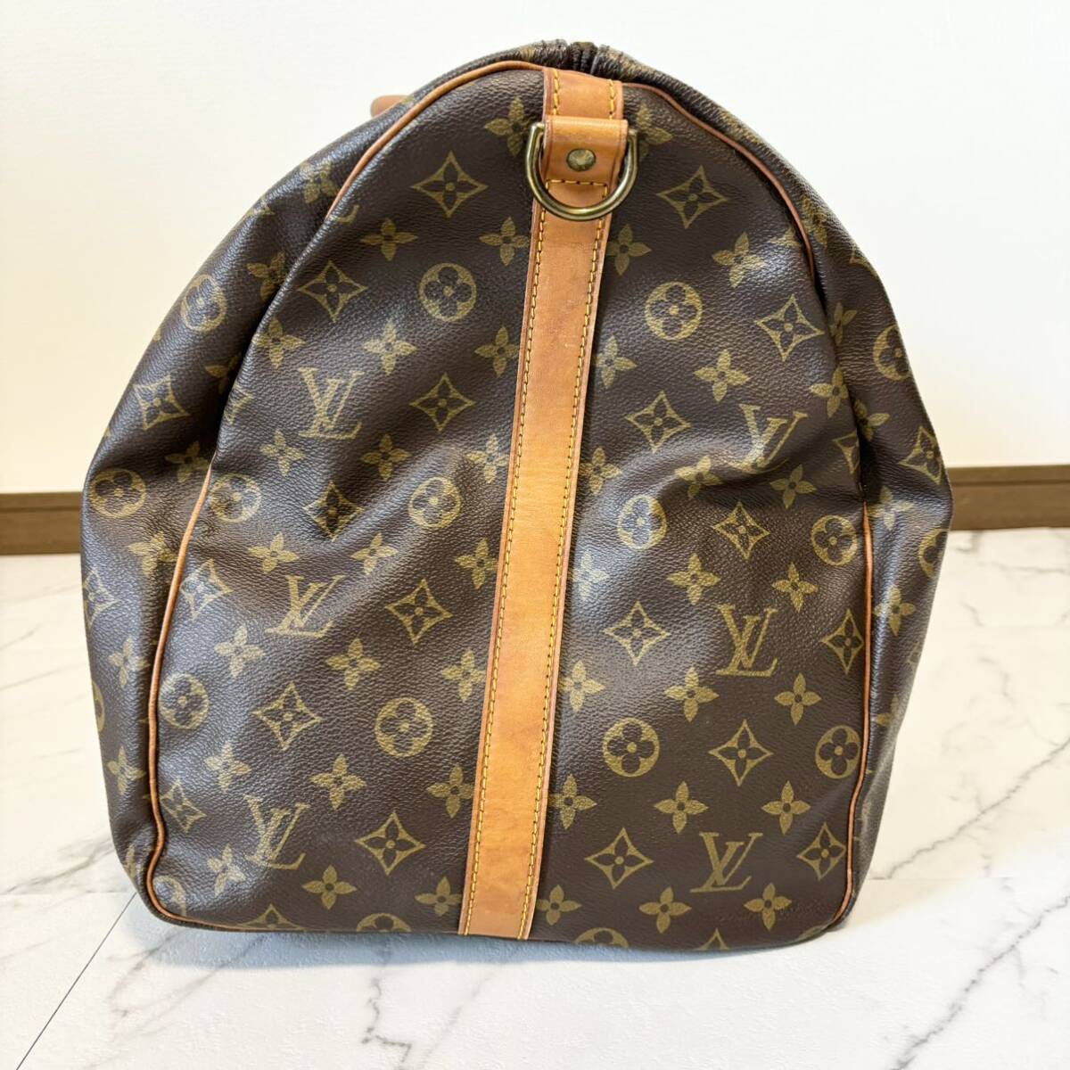 美品 LOUIS VUITTON ルイヴィトン ボストンバッグ モノグラム ブラウン トラベルバッグ キーポル60 バンドリエール MALLETIER刻印 M41412 の画像2