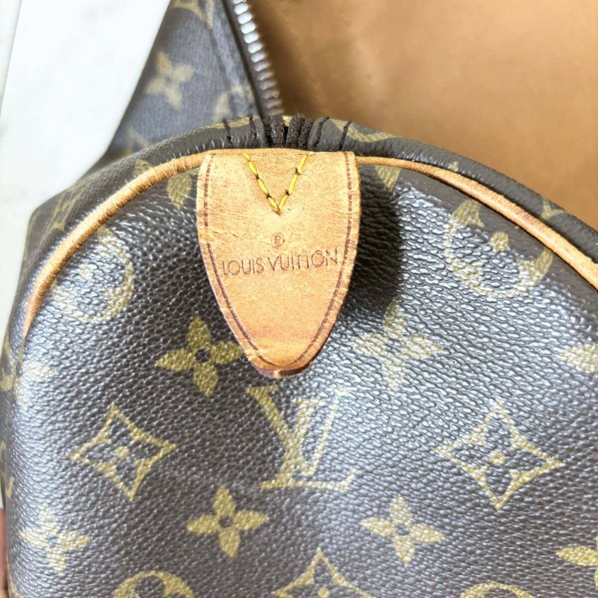 1円〜　LOUIS VUITTON ルイヴィトン ボストンバッグ モノグラム キャンバス バッグ ブラウン レザー M41428 キーポル45 MB0921 _画像10