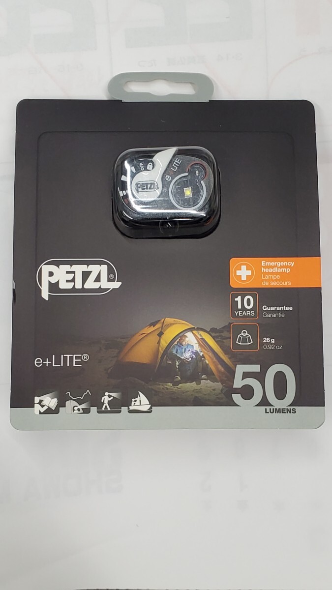 未開封品 ペツル PETZL e+LITE イーライト 最大50ルーメン E02 P4 CR2032電池 Emergency headlamp ヘッドランプ登山 山歩キャンプ災害 山岳_画像1