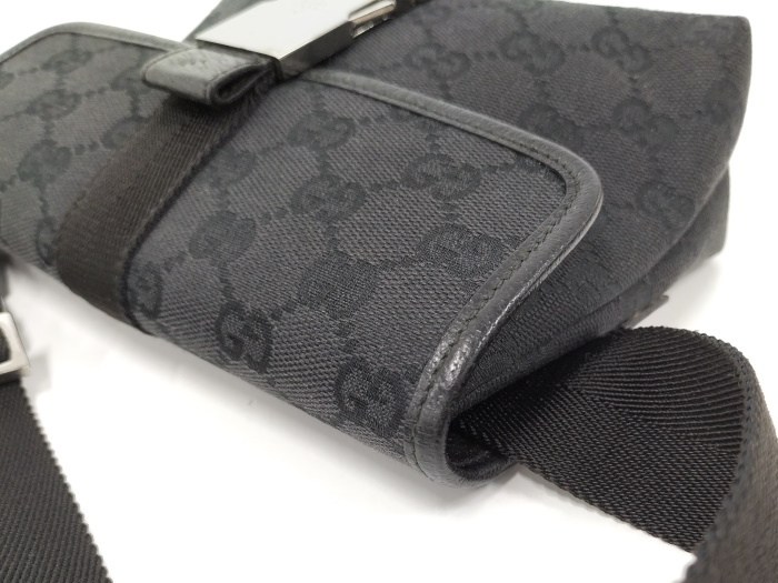 【中古】GUCCI ウエストバッグ ボディバッグ GGキャンバス ブラック 131236_画像6