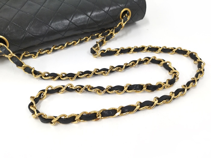 【中古】CHANEL マトラッセ チェーンショルダーバッグ ターンロック ラムスキン レザー ブラック_画像5