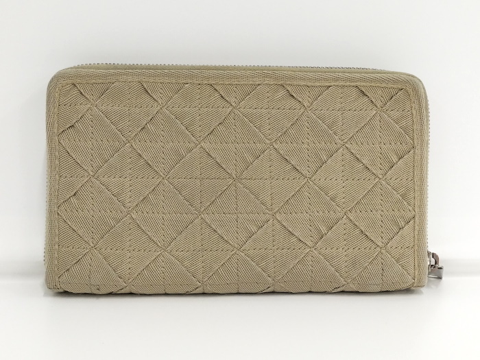 【中古】BOTTEGA VENETA ラウンドファスナー 長財布 イントレチャート キャンバス ベージュ 657356V0P_画像3