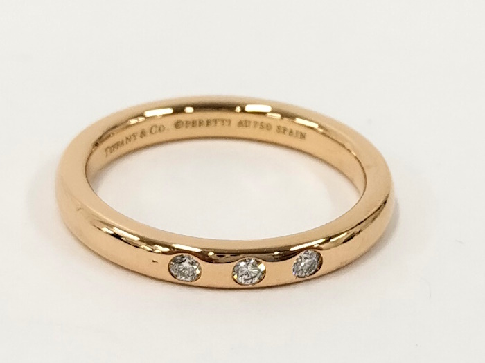 【中古】Tiffany＆Co. リング 3Pダイヤ 750PG K18PG ピンクゴールド ダイヤモンド 約3.7g_画像2