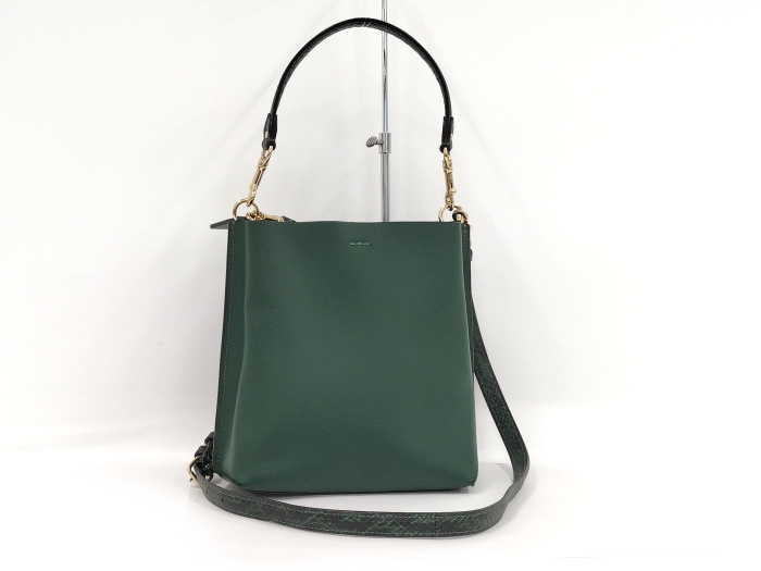 [ used ]COACH 2WAY shoulder bag leather green C8901