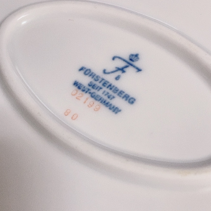 送料無料 即決 未使用 保管品★フュルステンベルグ オーバルプレート 楕円皿 食器 約28cm 金彩