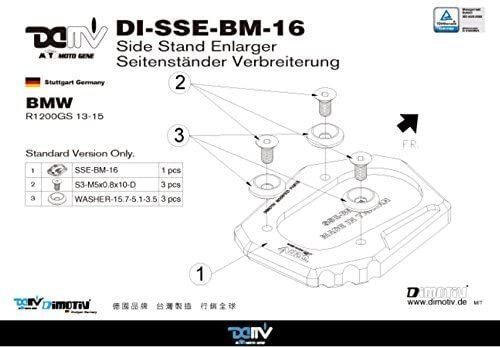 送料込 DIMOTIV di-sse-bm-16-k サイドスタンドエンド BMW R1200GS 13-15 ブラック_画像3