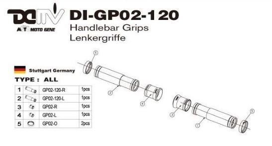 【在庫限り】DIMOTIV di-gp02-120-hcb-eu-d CNC加工ハンドルグリップ+バーエンドBIGサイズ グリーン_画像3