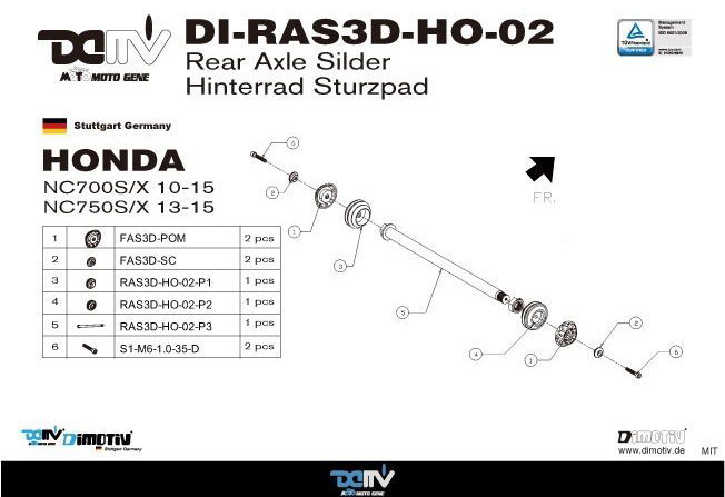 【在庫限り】DIMOTIV di-ras3d-ho-02-g 3Dリヤアクスルスライダー ゴールド NC700 S/X NC750 S/X_画像4