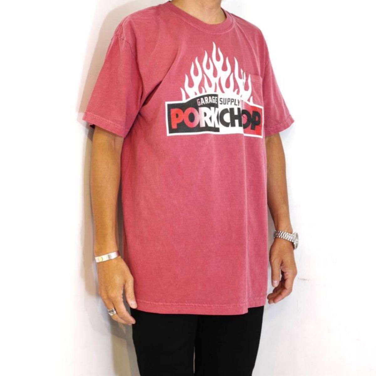 ポークチョップ Tシャツ FIRE BLOCK MASSES RATS RED