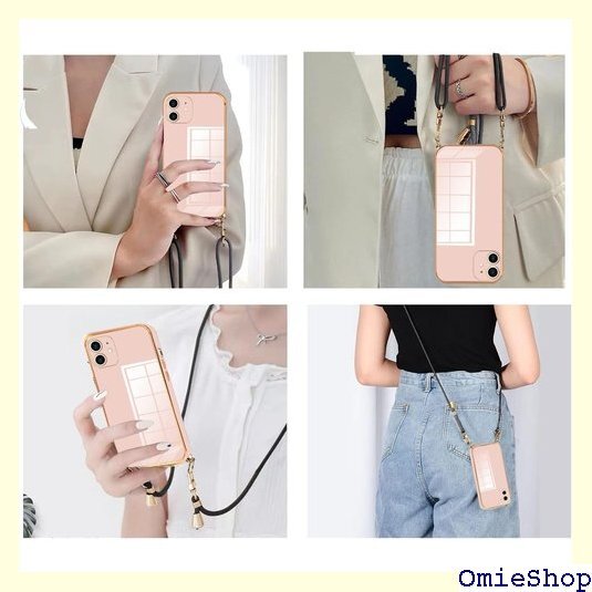 iPhone 12 mini ケース ショルダー 耐衝 的キャリー ファッションデザイン ピンク 縄掛け-ピンク 412_画像6