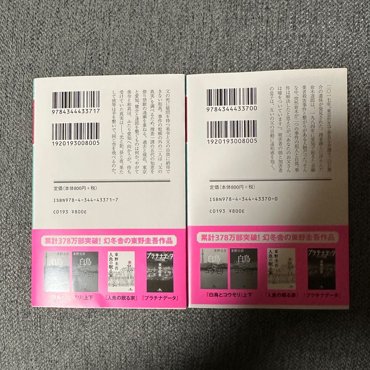 東野圭吾  白鳥とコウモリ 上巻.下巻セット