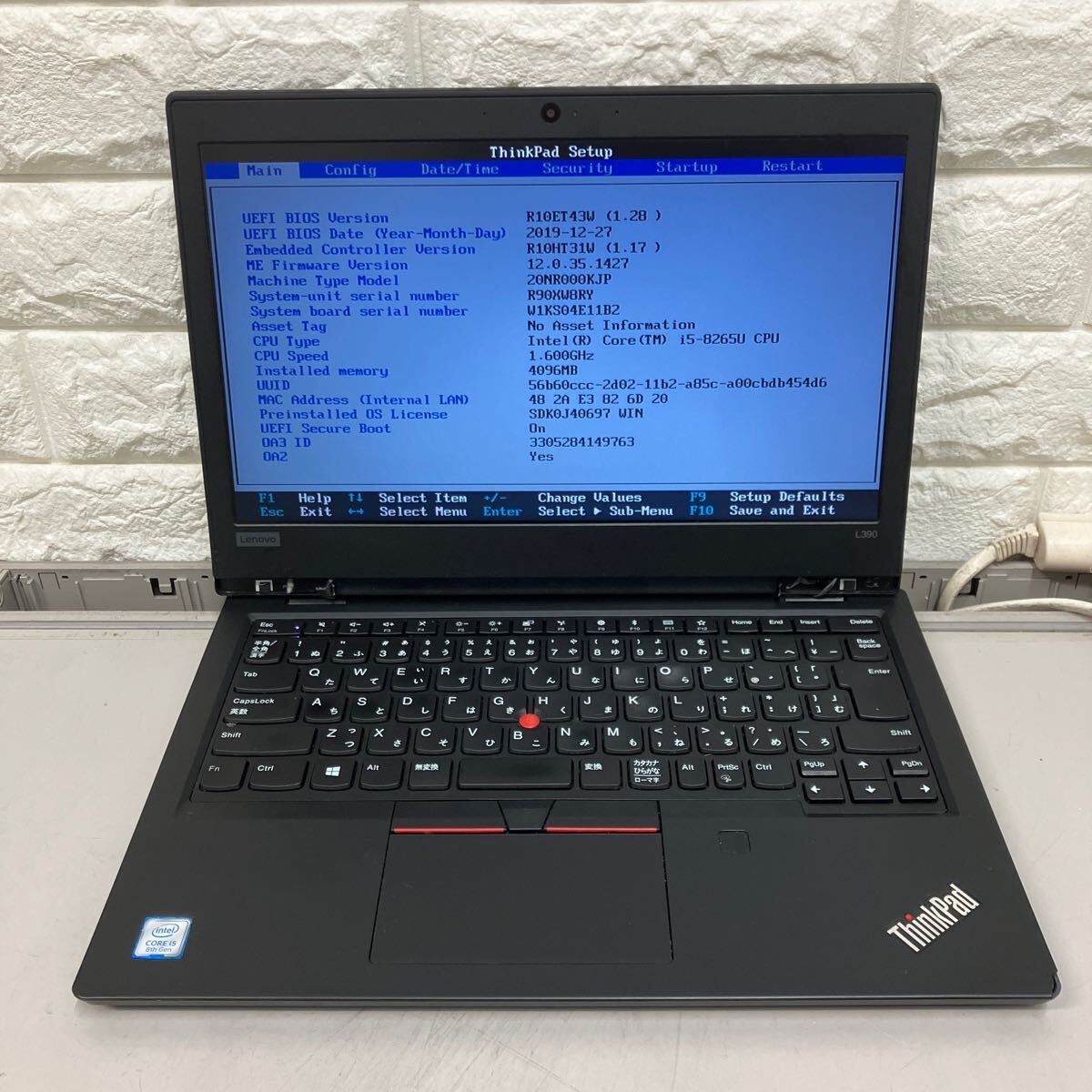 L141 Lenovo ThinkPad L390 Core i5 8265U メモリ4GB ジャンクの画像10