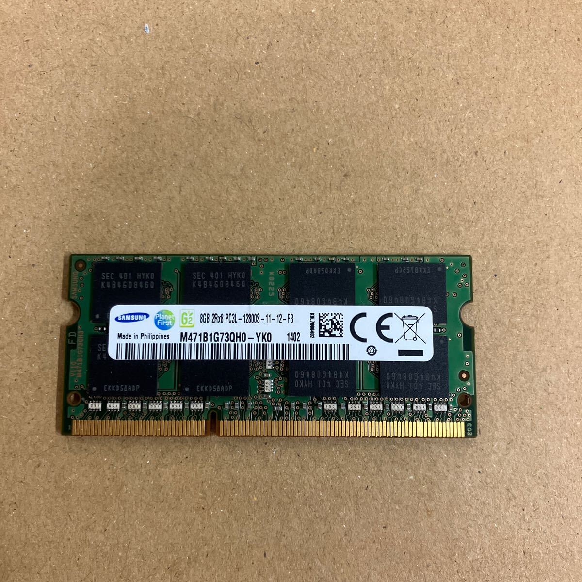 O149 SAMSUNG ノートPCメモリ 8GB 2Rx8 PC3L-12800S 1枚_画像1