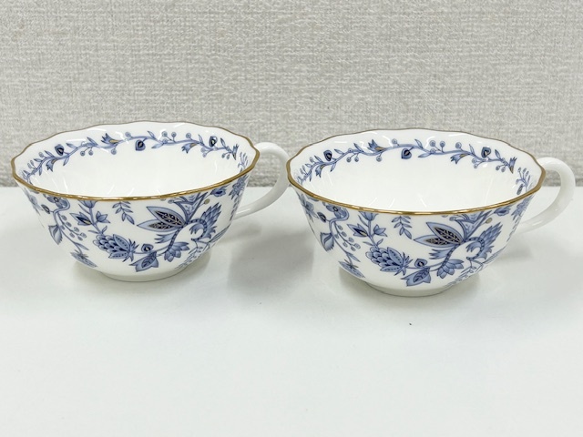 IY68535W Noritake/ノリタケ ブルーソレンティーノ ティーカップ＆ソーサー 2客 セット 紅茶 ティーセット 洋食器 現状品の画像5