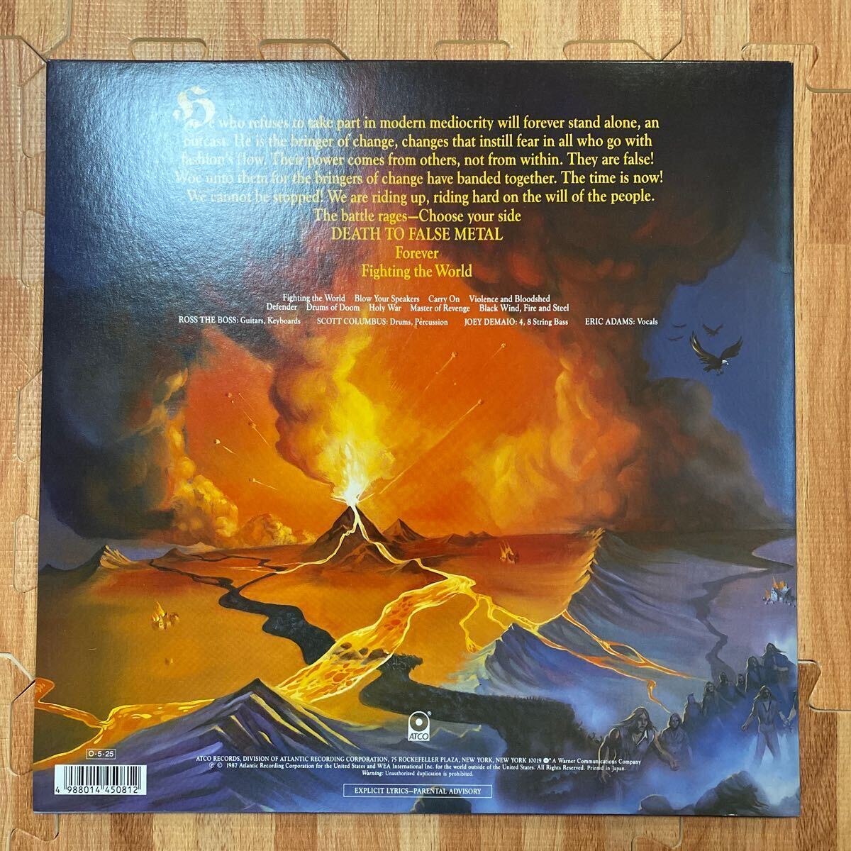 MANOWAR マノウォー FIGHTING THE WORLD ファイティング・ザ・ワールド P-13504 LP レコード metalの画像3
