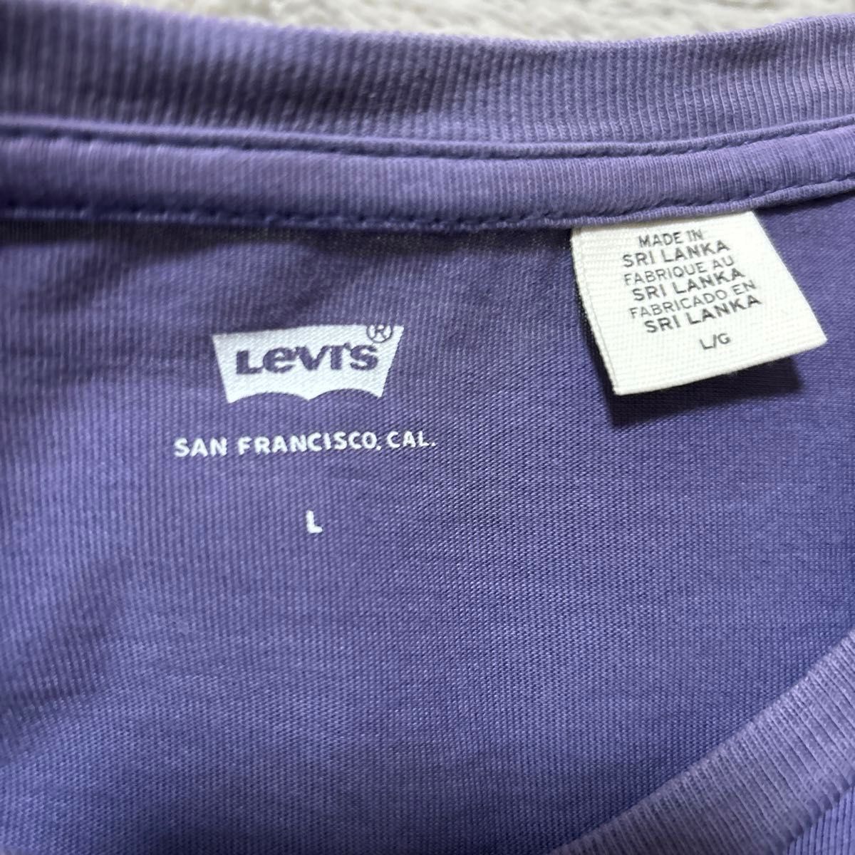 Levi's リーバイス 半袖ロゴTシャツ メンズ Lサイズ パープル　古着　ダメージあり