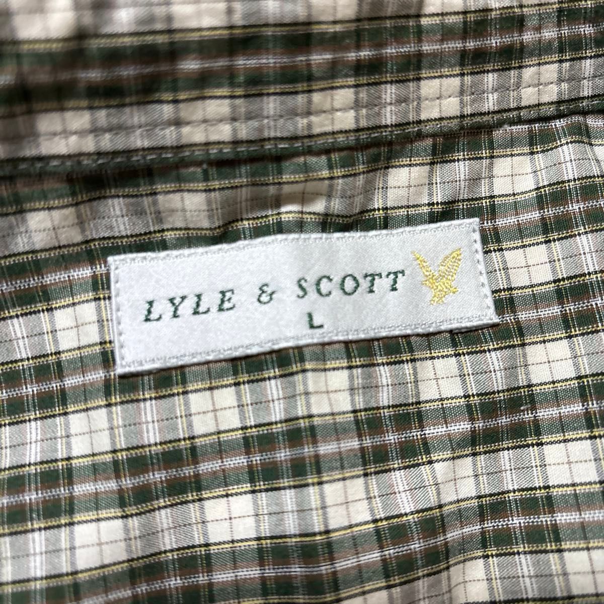LYLE & SCOTT 半袖シャツ メンズ Lサイズ グリーン系チェック柄　日本製