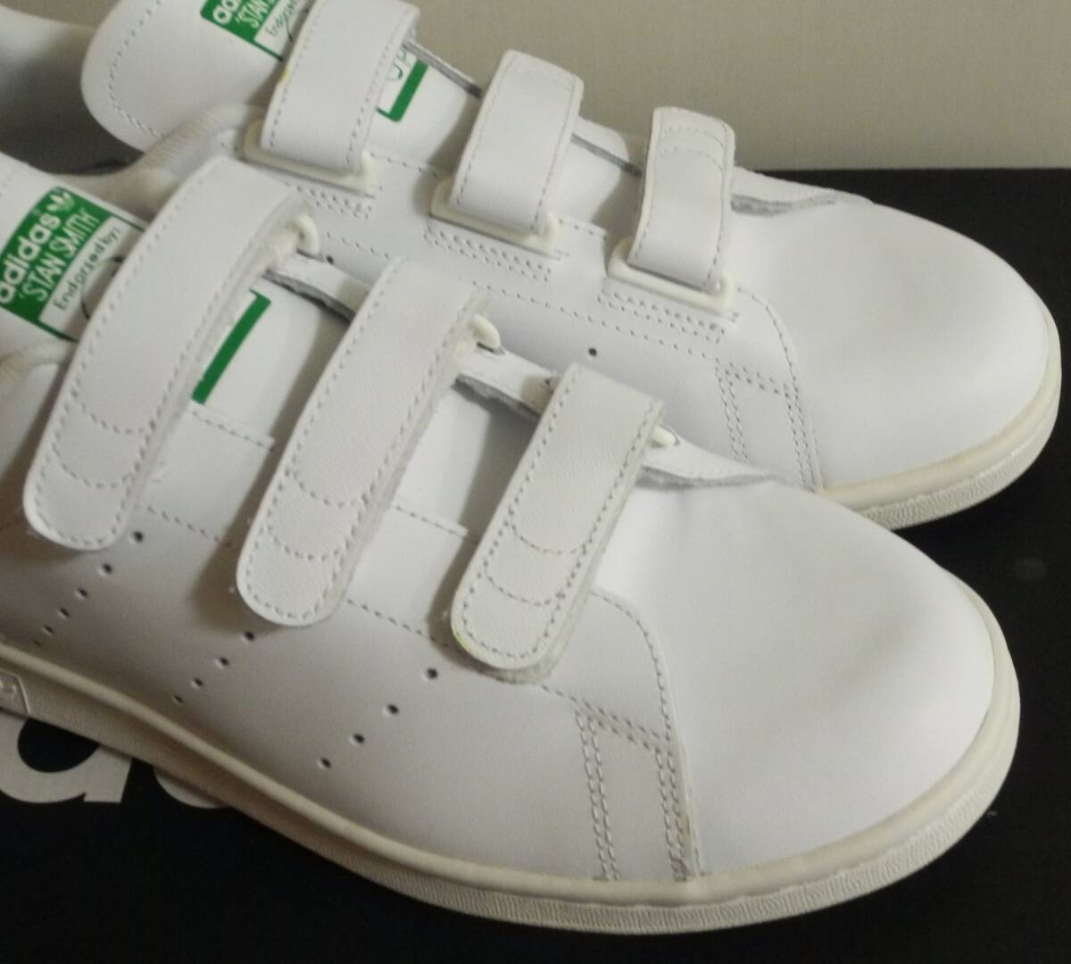 ほぼ新品 スタンスミス 2018年製 JP27.5cm S75187 生産終了 天然皮革 ベルクロ 白×緑 adidas stansmith cf comfort 本革 ホワイト_画像4