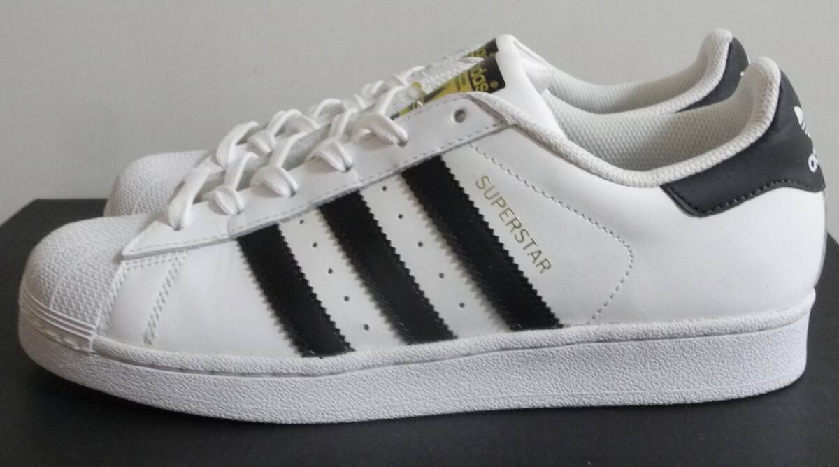 美品 スーパースター 2018年製 JP25.0cm 白×黒 C77124 金ベロ 生産終了 天然皮革 adidas superstar foundation 本革 ホワイト×ブラック_画像1