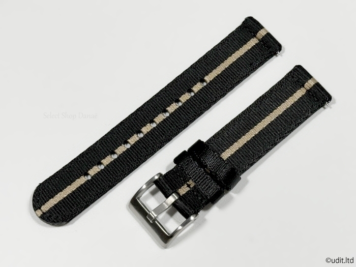  rug width :20mm high quality glossy division NATO strap wristwatch belt black beige stripe silver tail pills fabric two -ply braided DBI