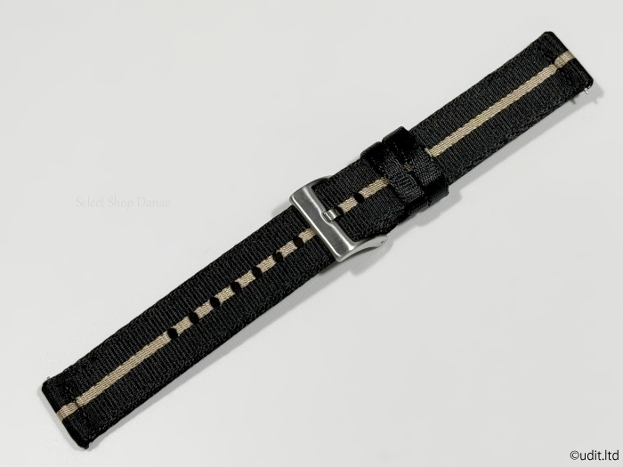  rug width :20mm high quality glossy division NATO strap wristwatch belt black beige stripe silver tail pills fabric two -ply braided DBI