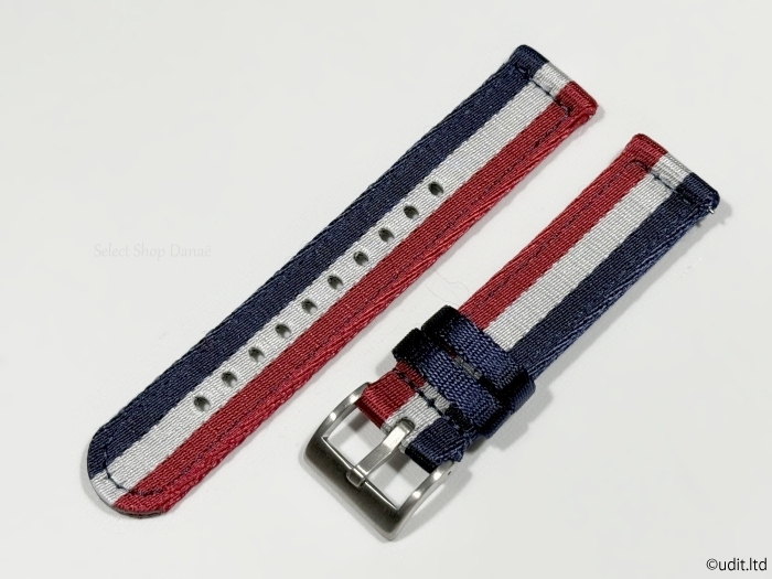  rug width :20mm high quality glossy division NATO strap wristwatch belt navy white red silver tail pills fabric two -ply braided DBI