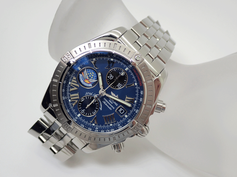 BREITLING ブライトリング A13356 クロノマット 44 ブルーインパルス 限定500本 腕時計 A156CBIPA SS メンズ 美品_画像8