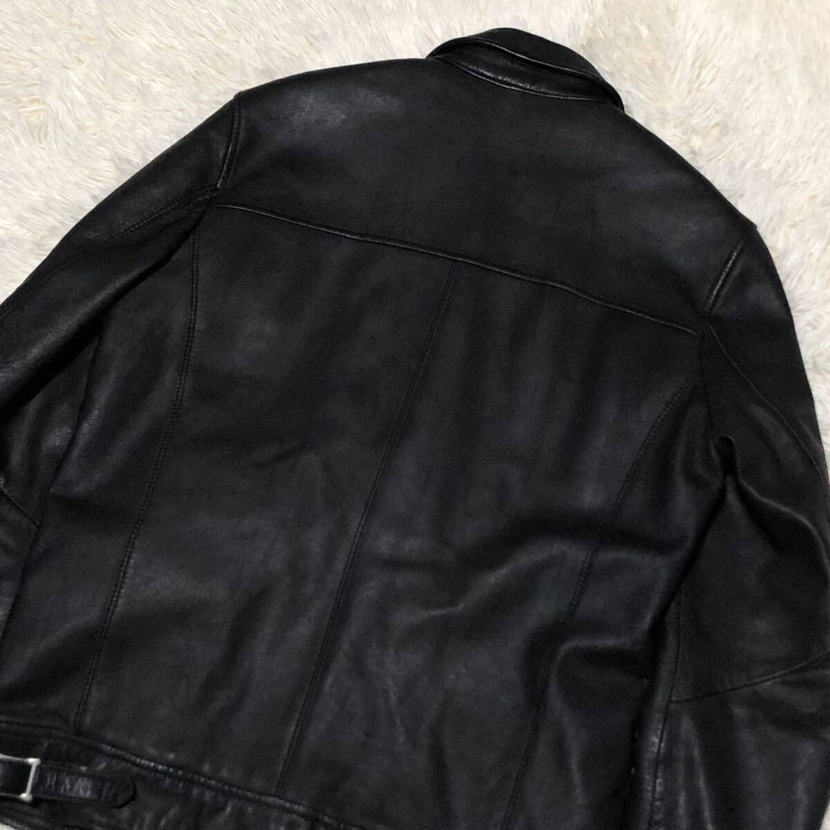 [ unused goods class ]NANO UNIVERSE Nano Universe ram leather rider's jacket black sheep leather sheepskin quilting outer black L