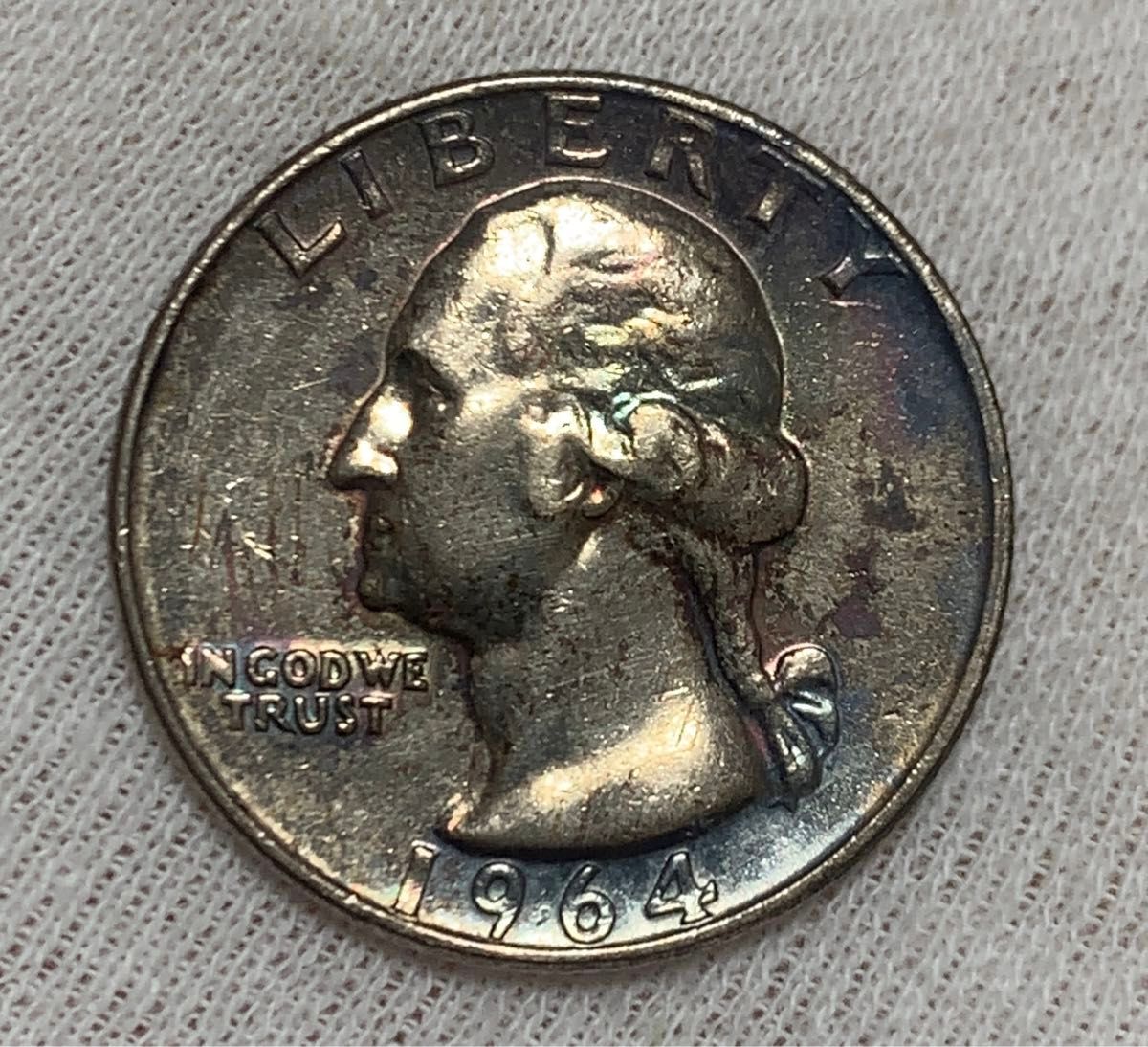 a607 1964年　ワシントン　クォーターダラー銀貨　 アメリカ 古銭 銀貨