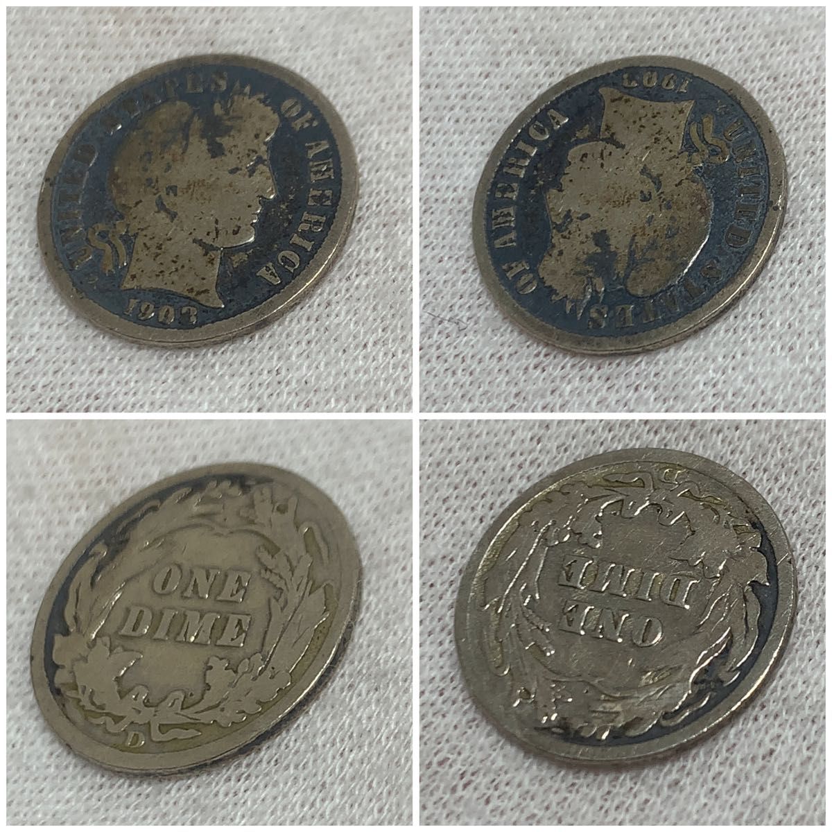 a606 1908年　バーバー1ダイム銀貨　 アメリカ 古銭 銀貨 コイン