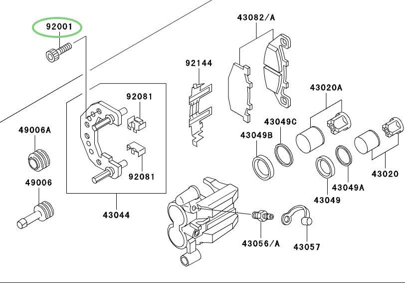 送料無料 カワサキ純正新品 ゼファー400 フロントキャリパー ボルト フロント キャリパー 取り付け ブレーキ ゼファー BEET 232N _画像2