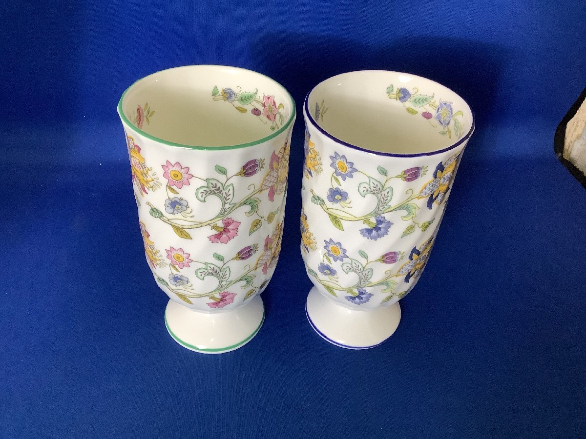 0*0MINTON Minton is Don hole goblet green / blue 2 customer set ( present condition goods )0*0