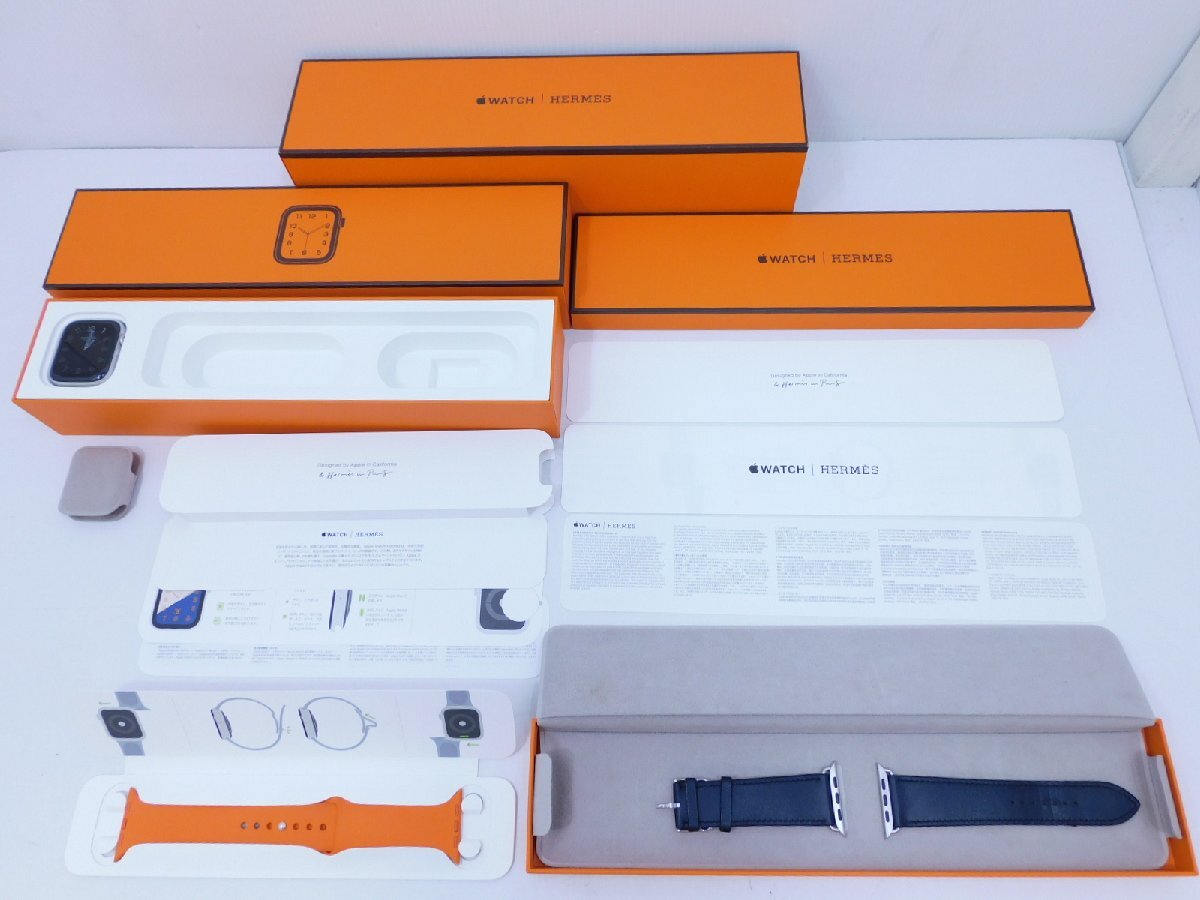 Apple Watch Hermes Series4 44mm GPS+Cellular MU772J/A A2008 нержавеющая сталь кейс / голубой индиго простой палец на ноге ru[B176T052]