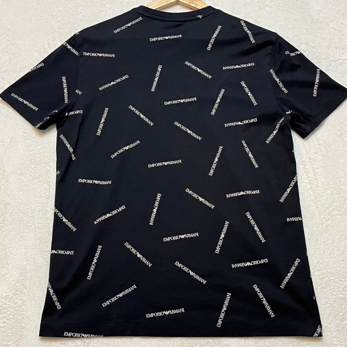 未使用級/Lサイズ●EMPORIO ARMANI エンポリオアルマーニ 半袖 半袖 Tシャツ ブランドロゴ 現行品タグ 総柄 メンズ ブラック 春夏_画像8