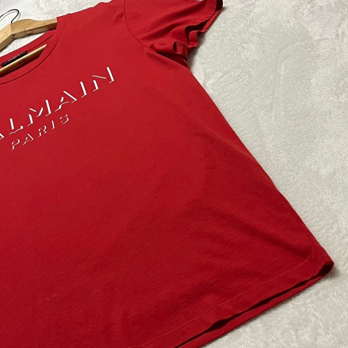  unused class /XL size *BALMAIN[ passion. red color ] Balmain men's tops T-shirt short sleeves 3D Logo front regular goods spring summer 
