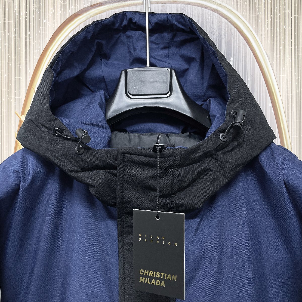  regular price 8 ten thousand *christian milada* milano departure * down jacket * Duck down 90% thick protection against cold . manner piece . with a hood . dressing up autumn winter 2XL/52 size 
