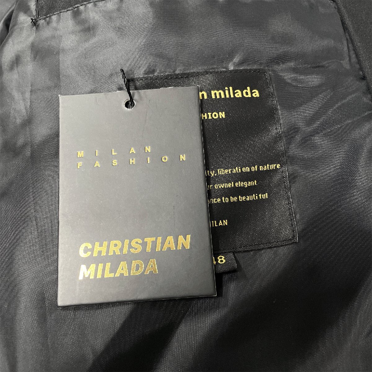  regular price 8 ten thousand *christian milada* milano departure * down jacket * Duck down 90% thick protection against cold . manner piece . with a hood . dressing up autumn winter 2XL/52 size 