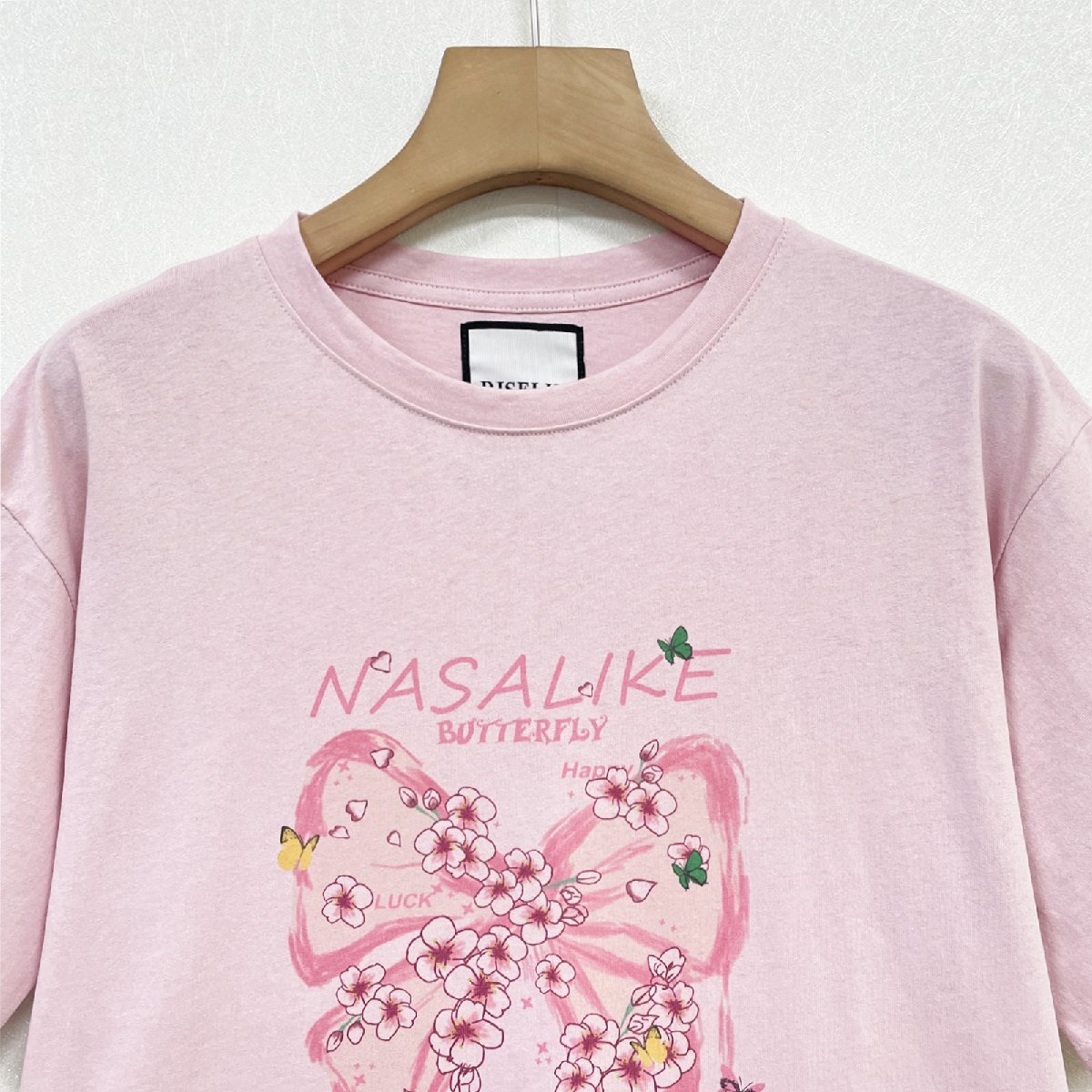 人気ヨーロッパ製※定価2万◆ブルガリア発※RISELIN 半袖Tシャツ 通気 快適 吸汗 可愛い 花柄 蝶 トップス スウェット キレイめ 夏 L/48_画像3