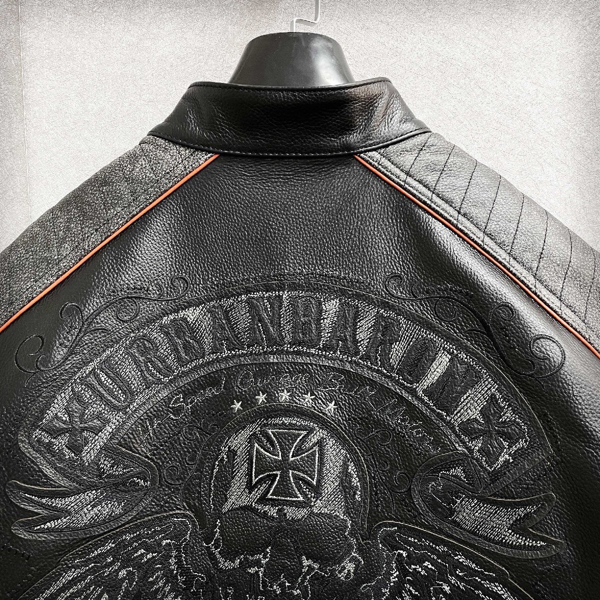  piece .* Rider's regular price 16 ten thousand *Emmauela* Italy * milano departure * fine quality cow leather -ply thickness USAF*TYPE Skull embroidery original leather leather jacket L/48 size 