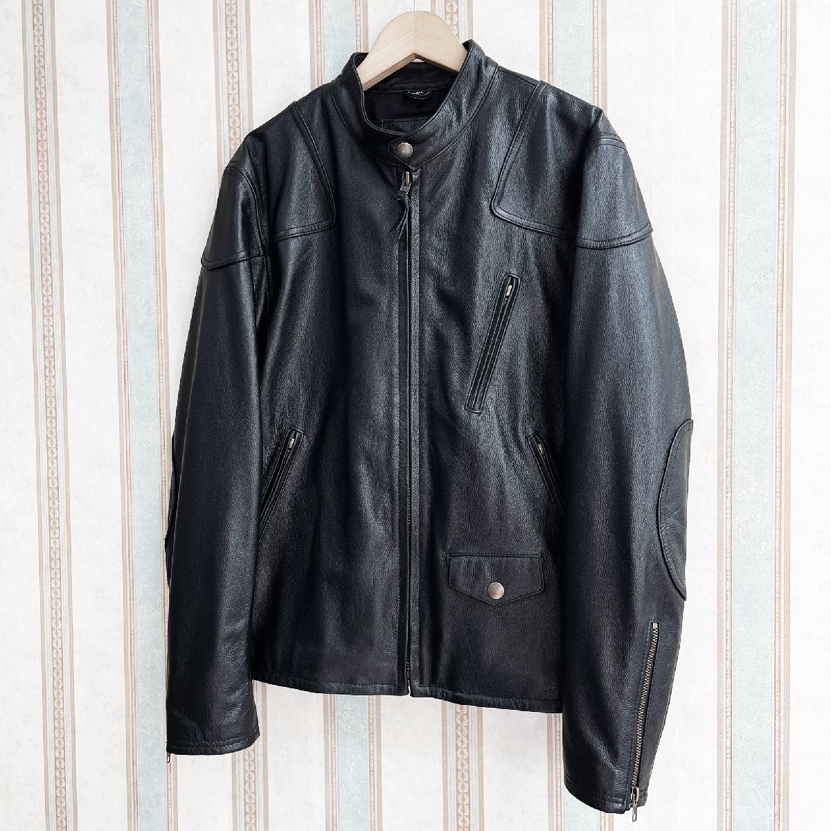  high class regular price 16 ten thousand FRANKLIN MUSK* America * New York departure leather jacket fine quality cow leather -ply thickness rare Rider's leather jacket motorcycle size 2